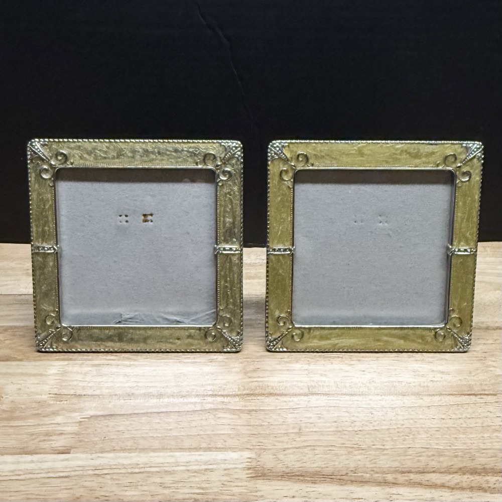 2 Ashleigh Manor Enamel Victorian Tabletop Picture Photo Frames 6 X 6 Gold Set